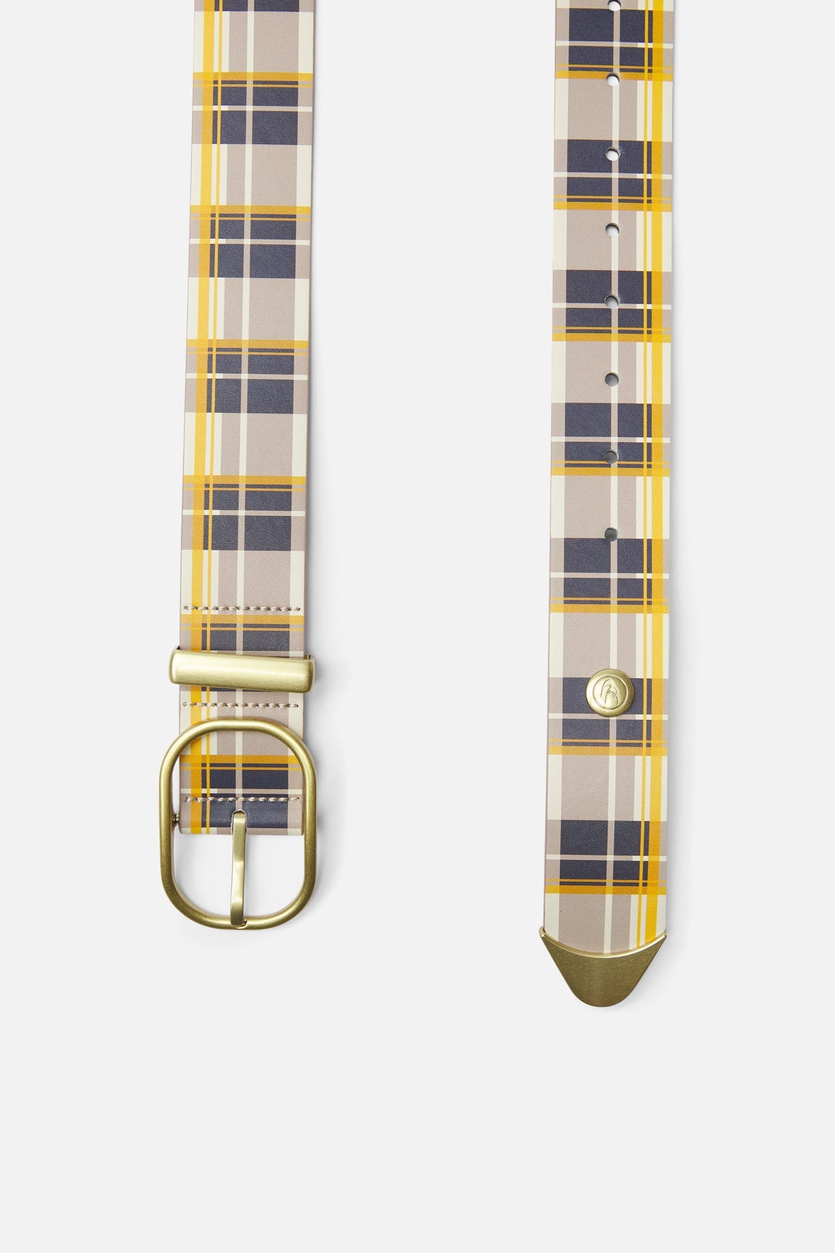 Cinturón marrón a cuadros