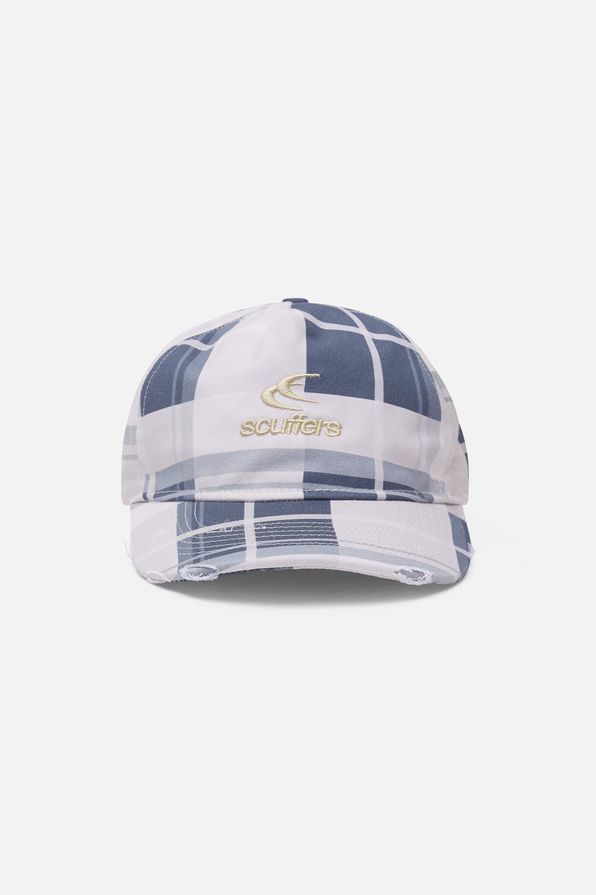 Gorra azul de cuadros