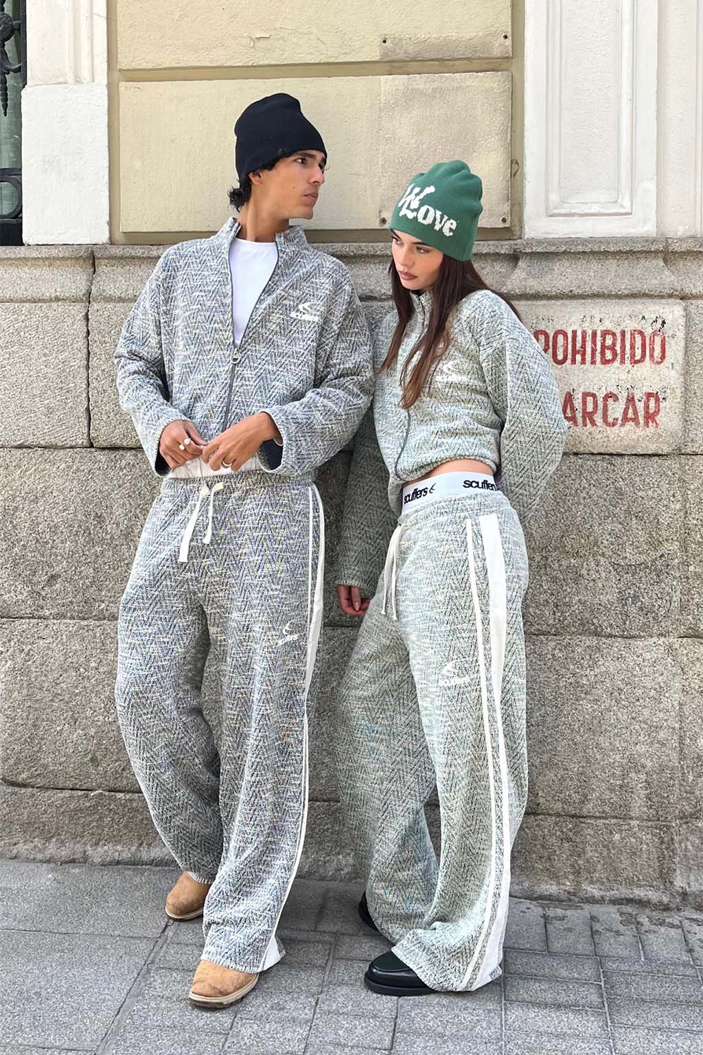 Pantalones azules de bouclé