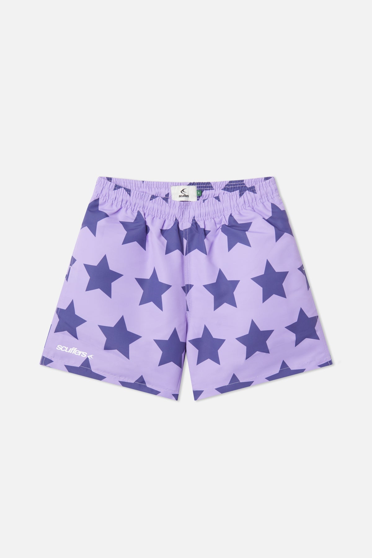 Traje de baño morado con estrellas
