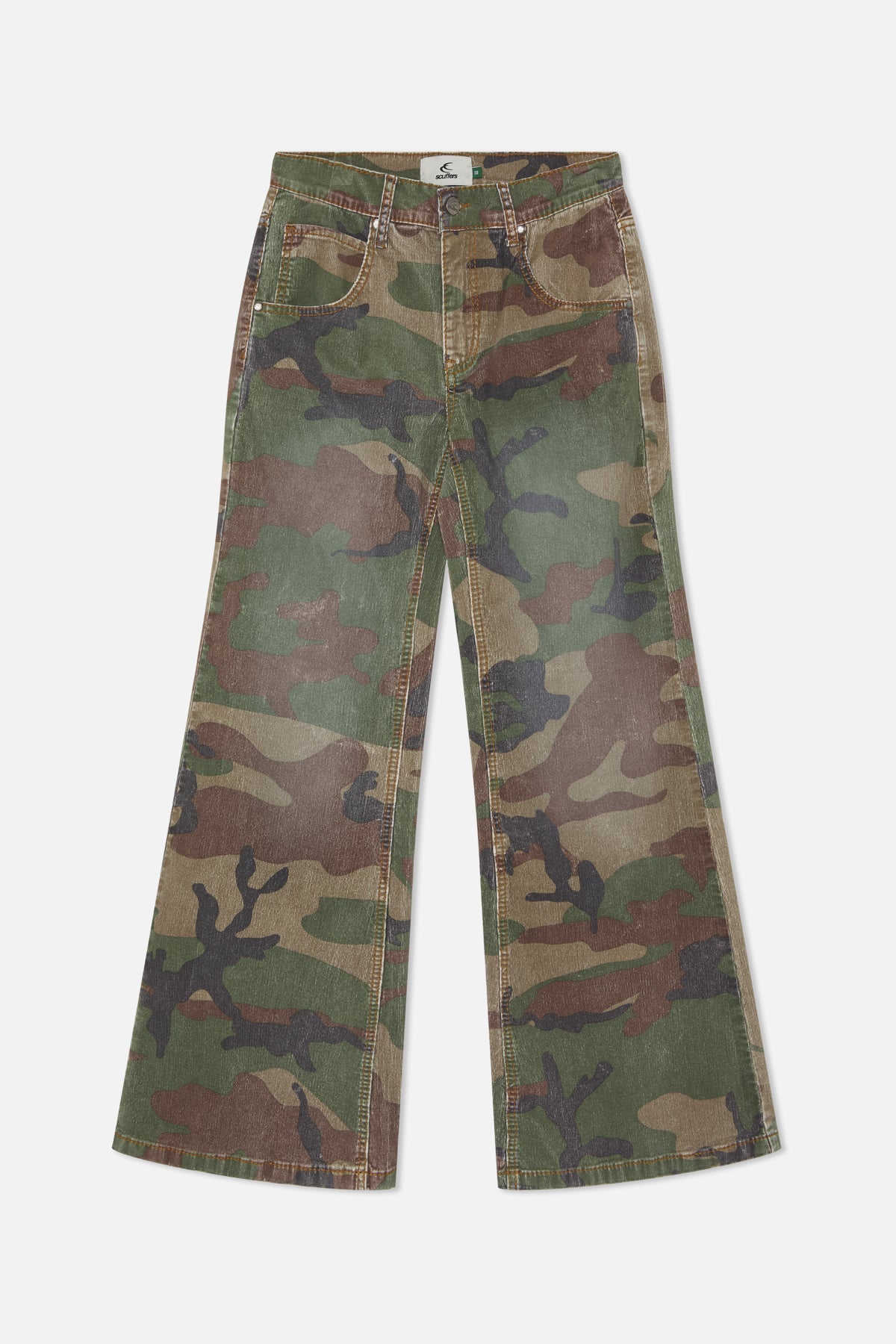 Pantalones de pana acampanados de camuflaje