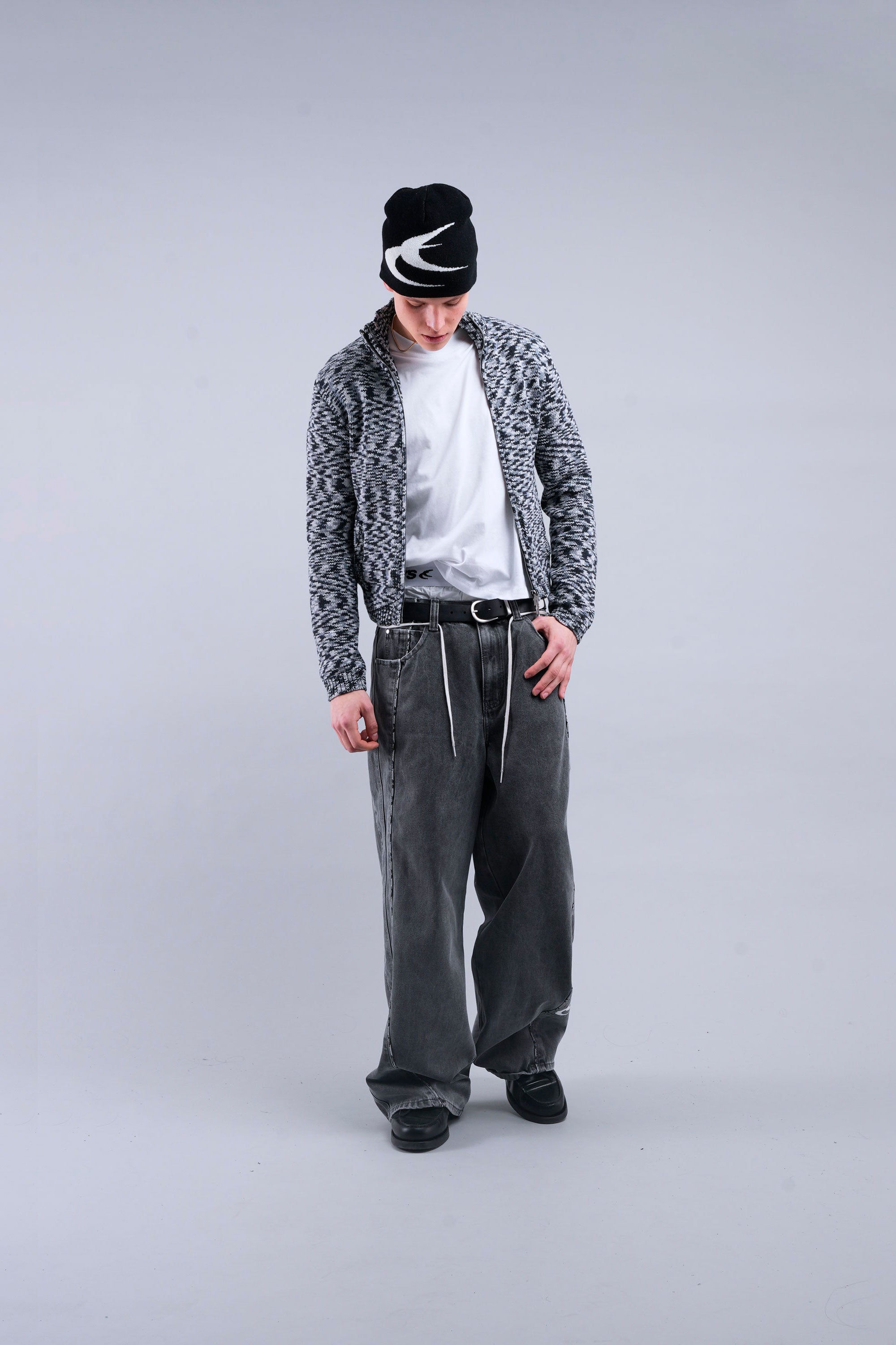 Cremallera de punto gris tropical