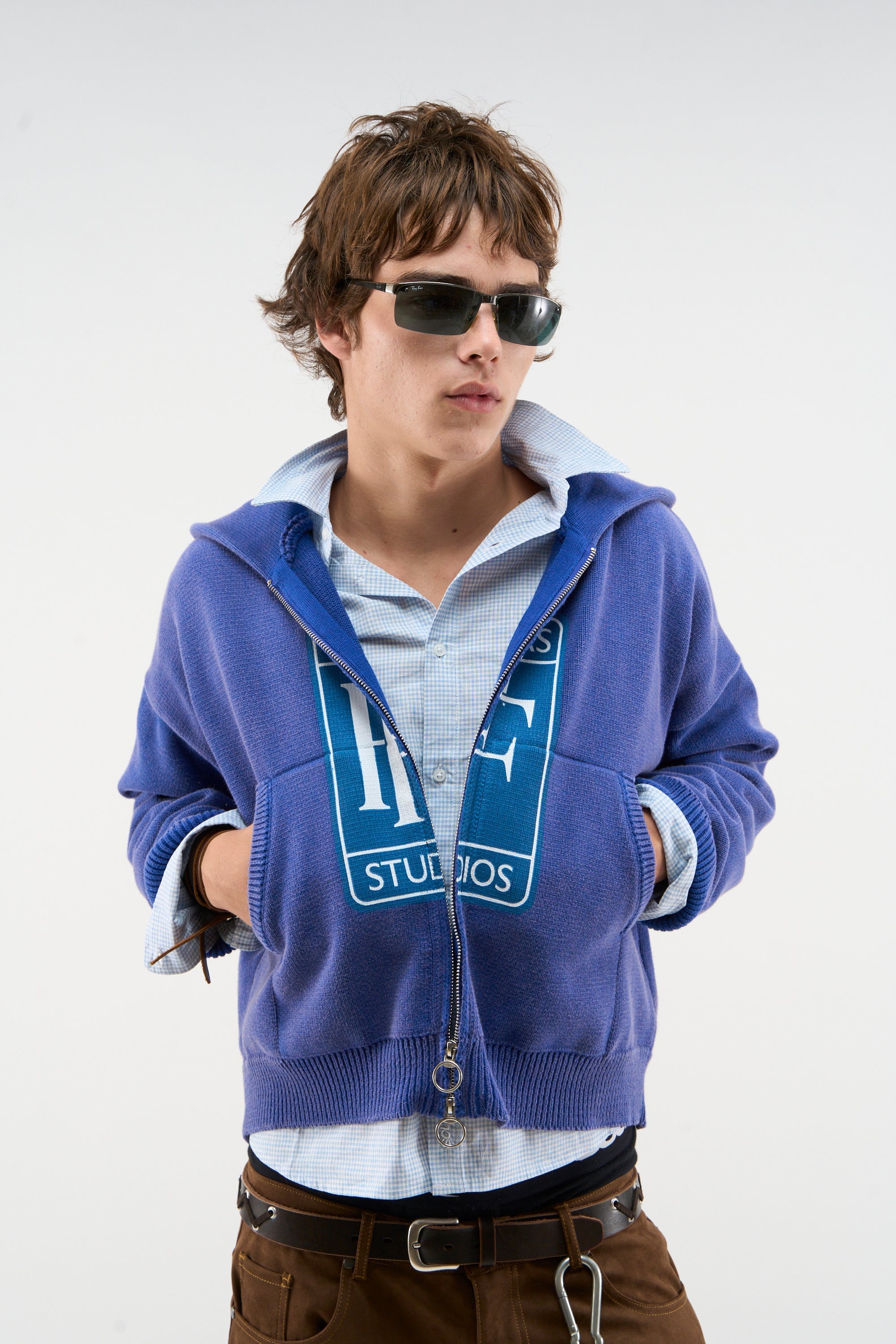 Cremallera de punto azul Rolly