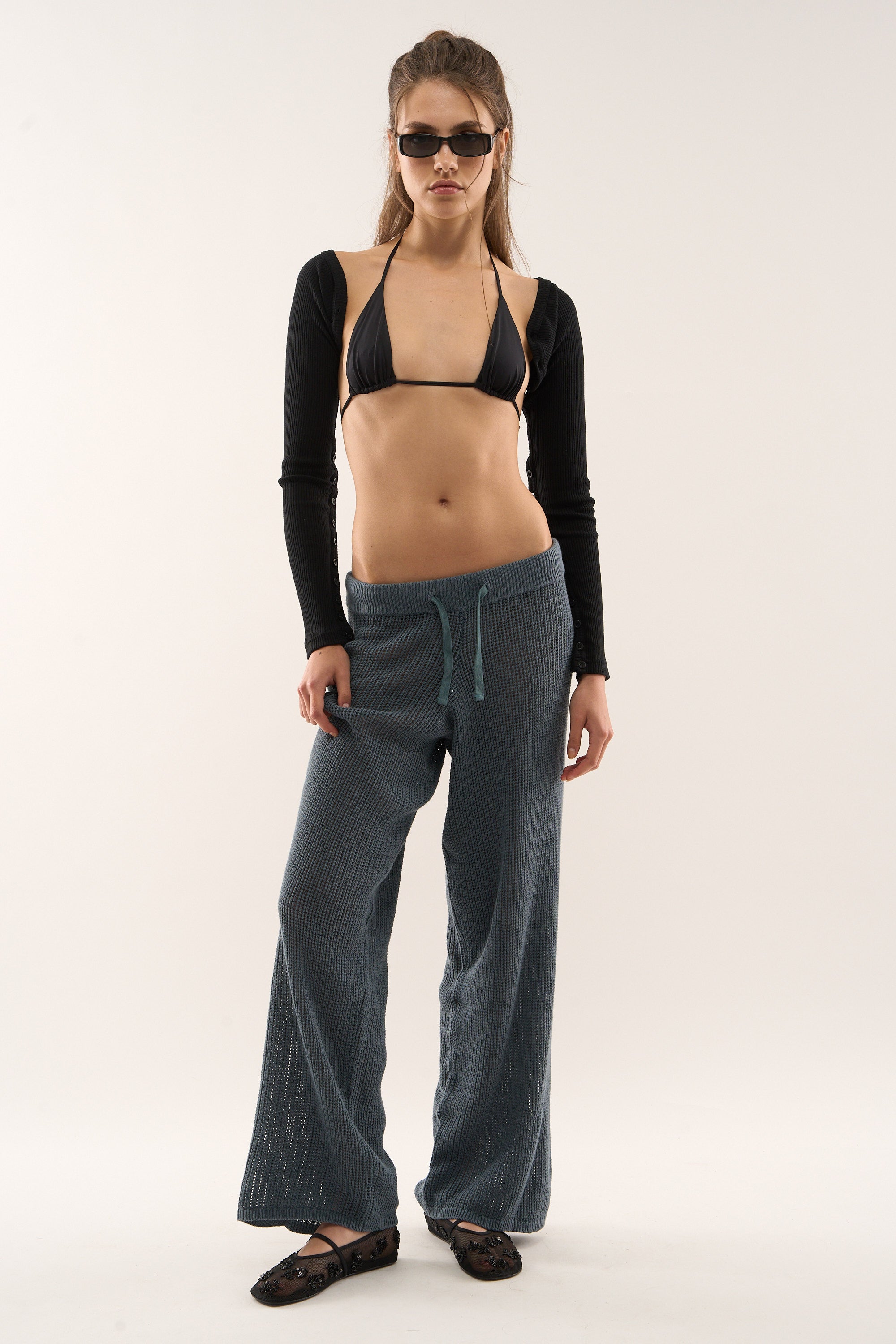 Pantalones azul polvoriento Double Moon