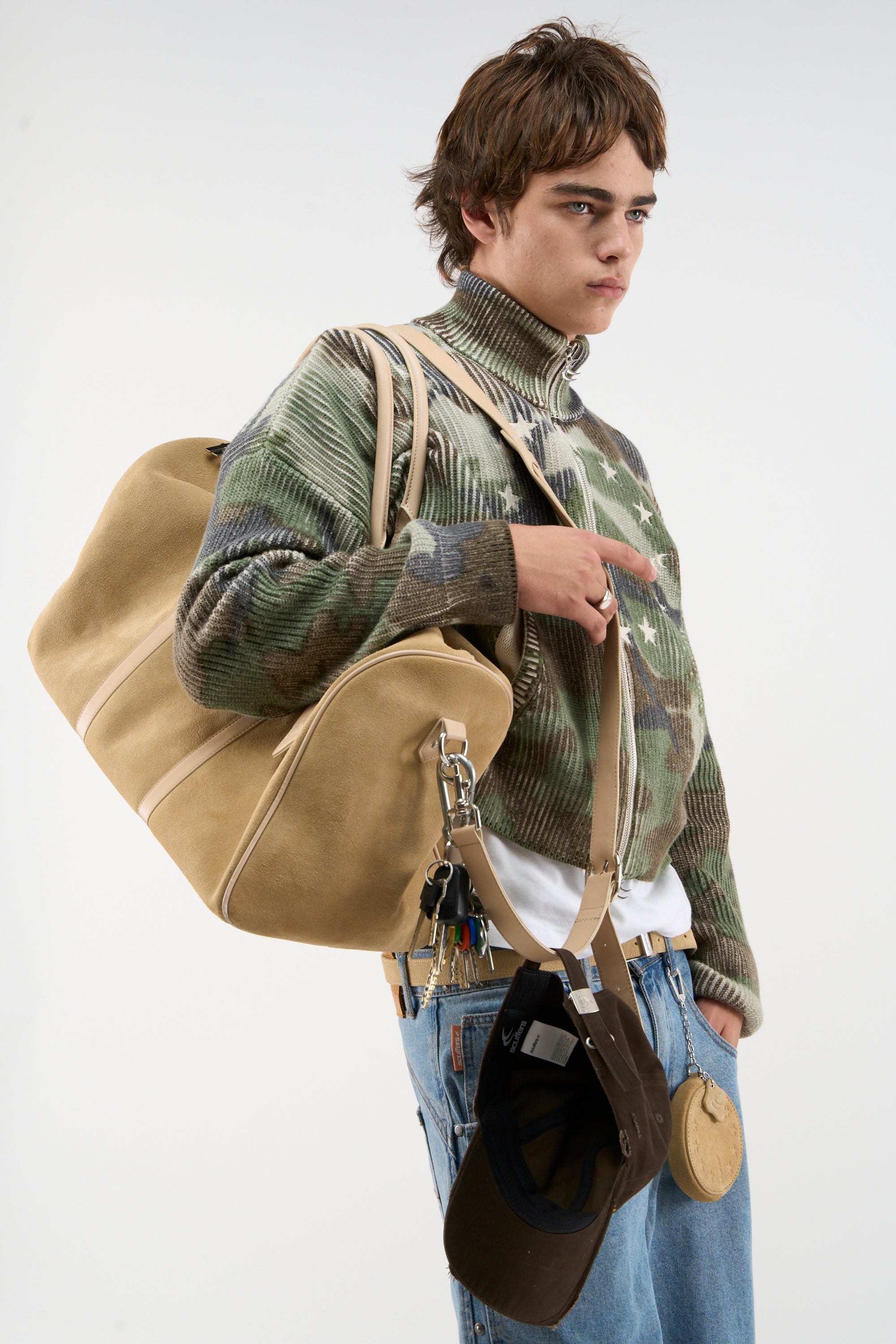 Bolsa de lona de ante color crudo