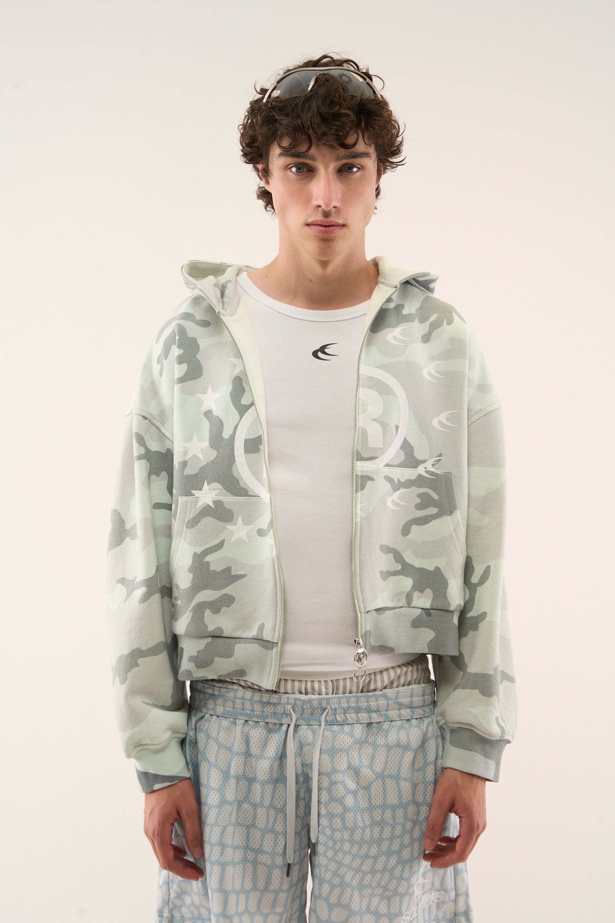 Cremallera de camuflaje gris confuso