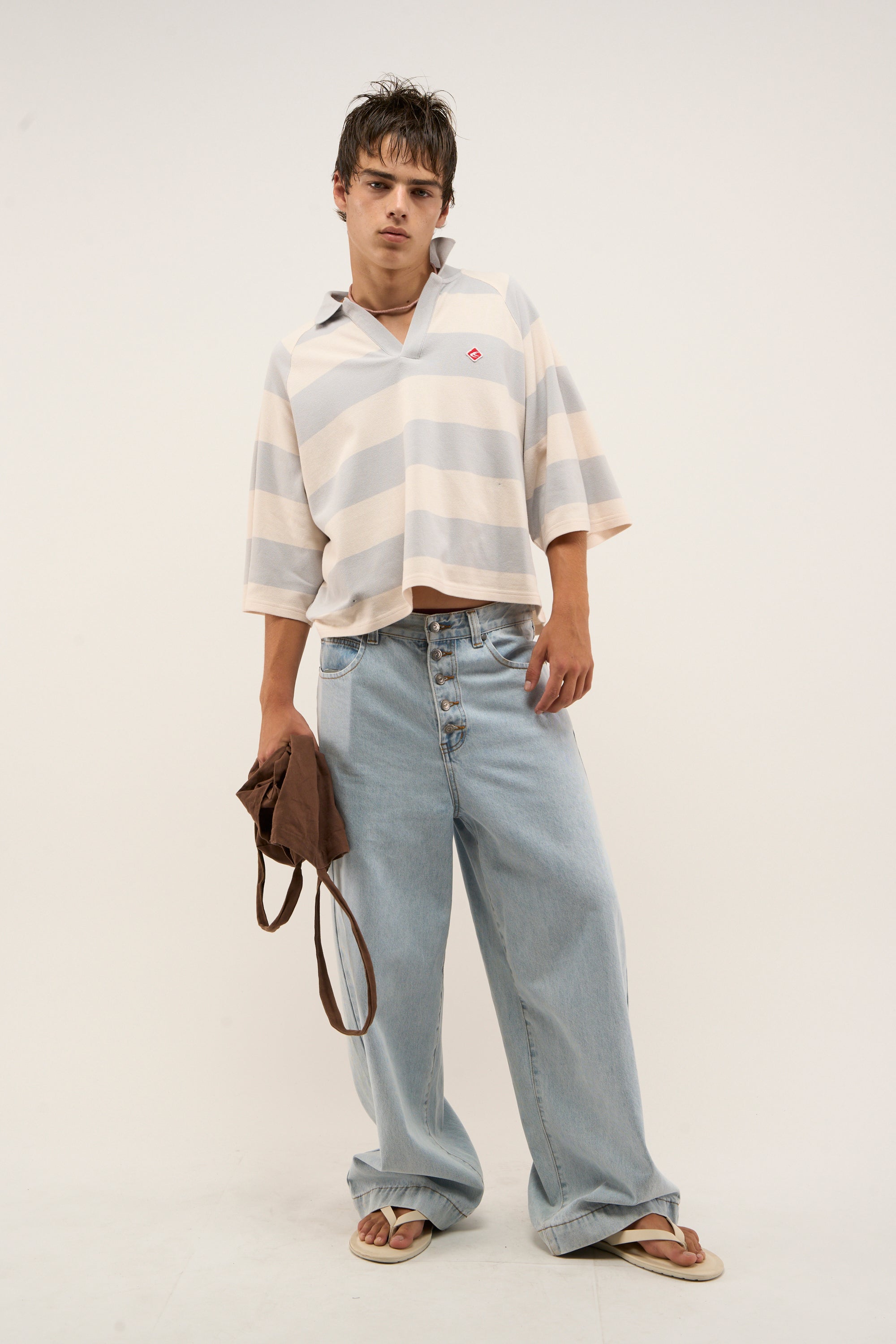 Polo de rayas azul claro Signature