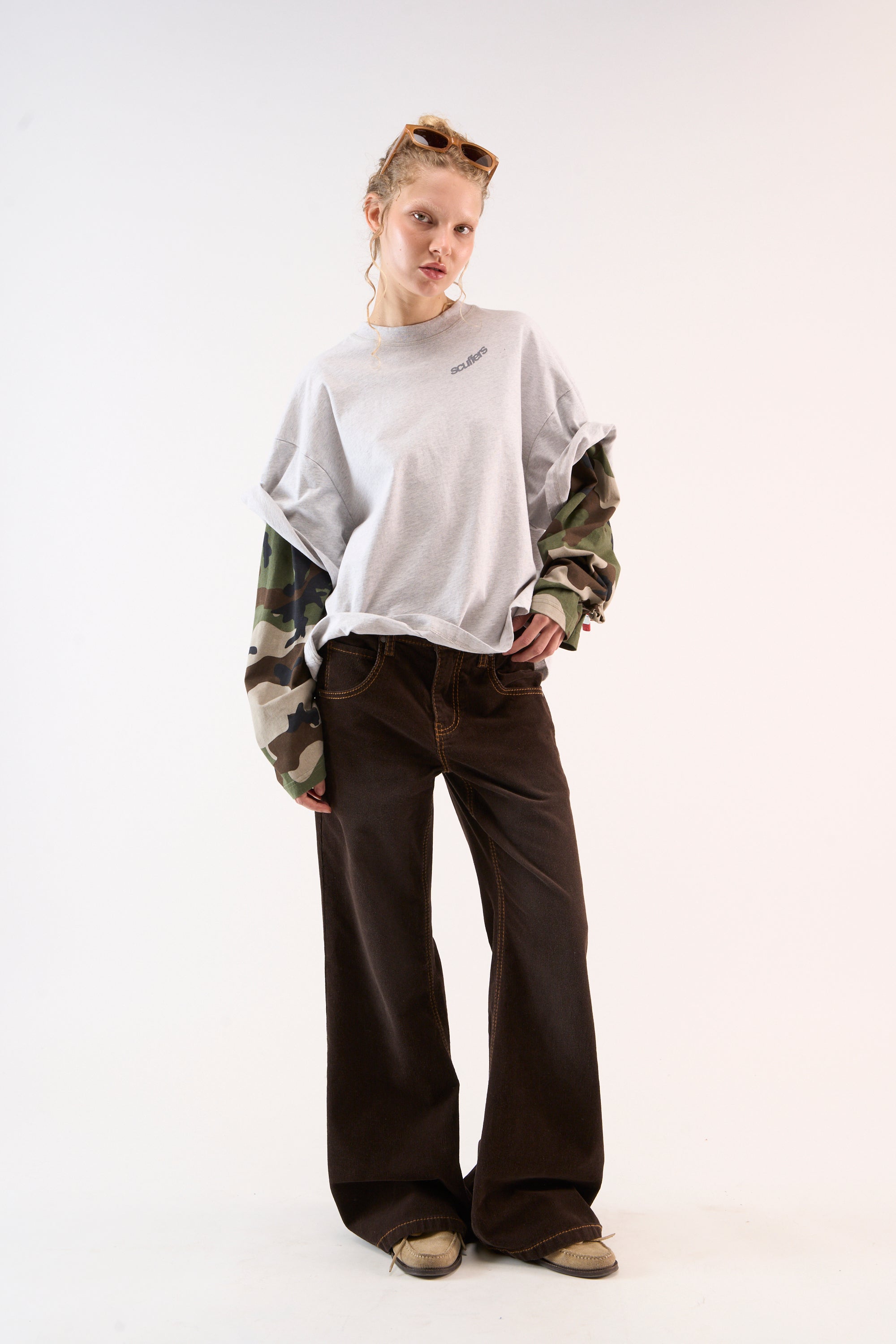 Nueva Kurtis gris melange de manga larga