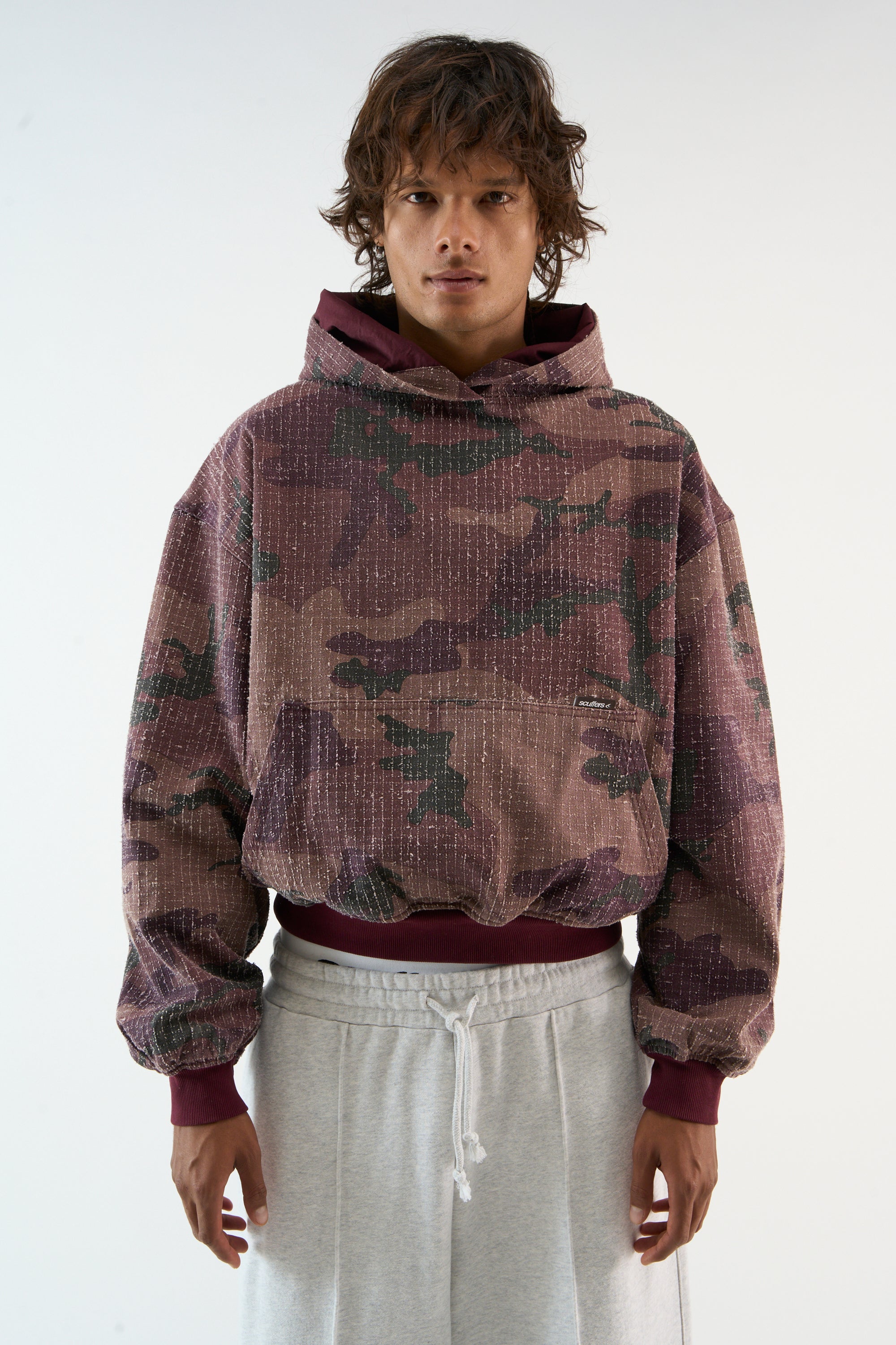 Sudadera con capucha Ripstop color burdeos