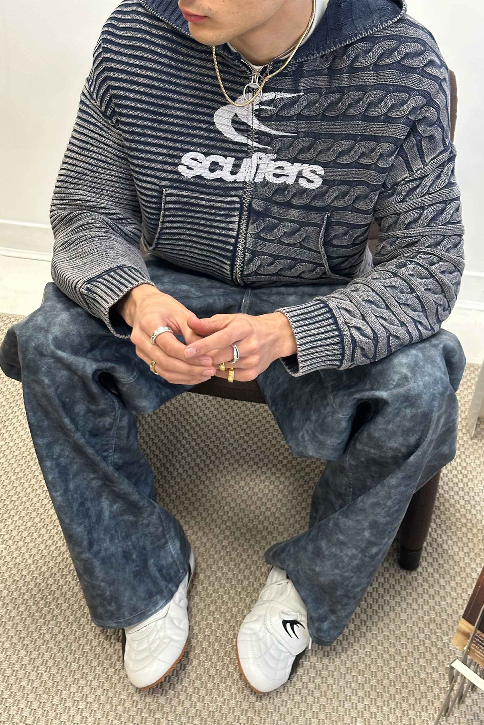 Cremallera de punto azul marino Frenchie