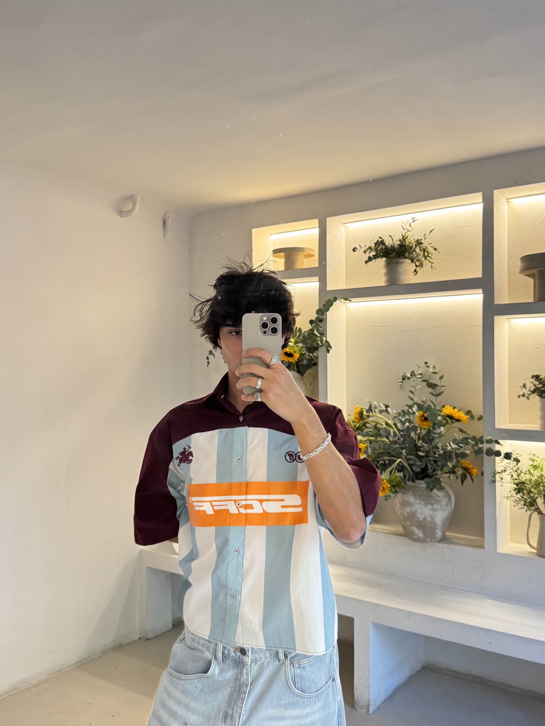 Camisa Forza burdeos y azul