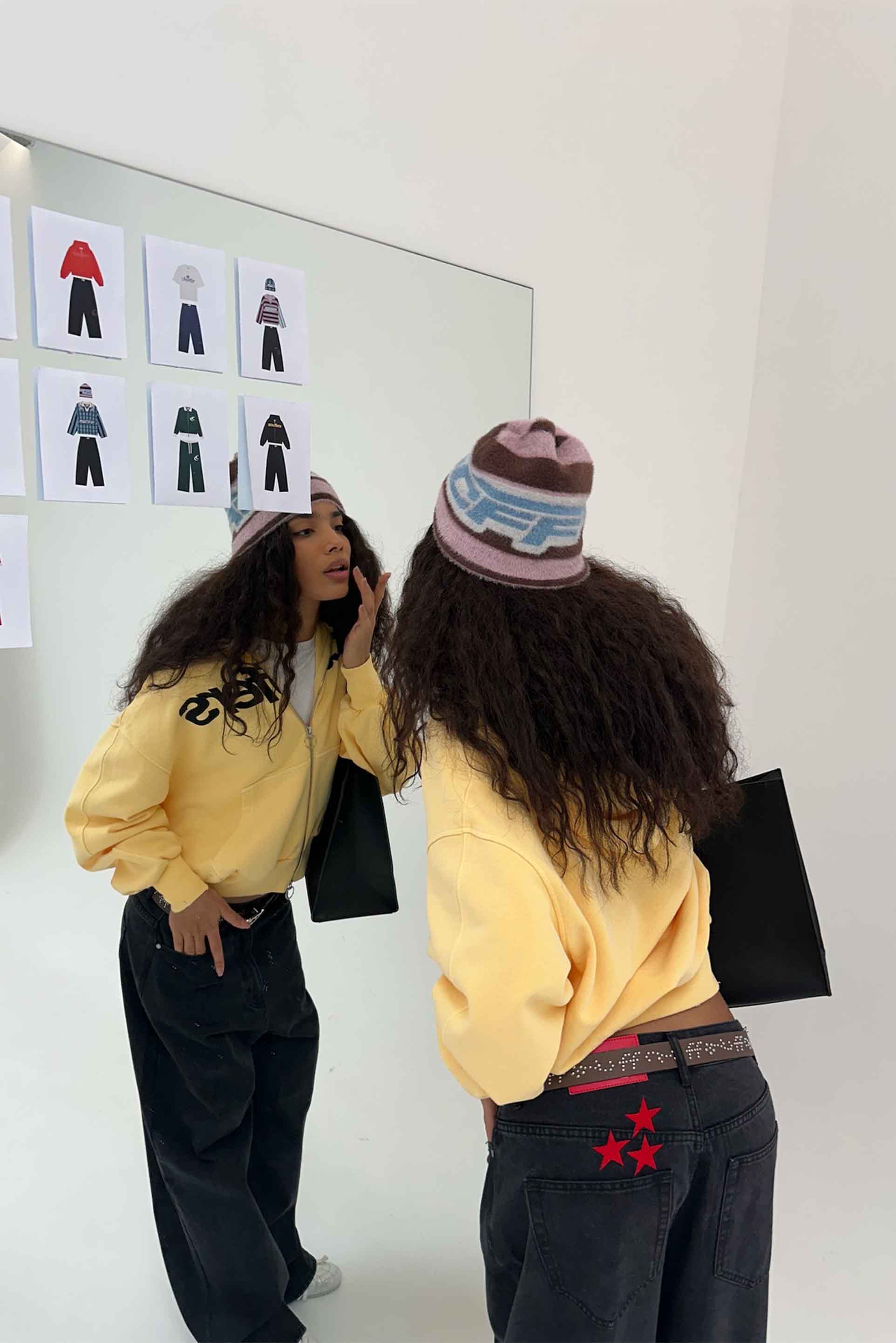 Gorro de mohair a rayas