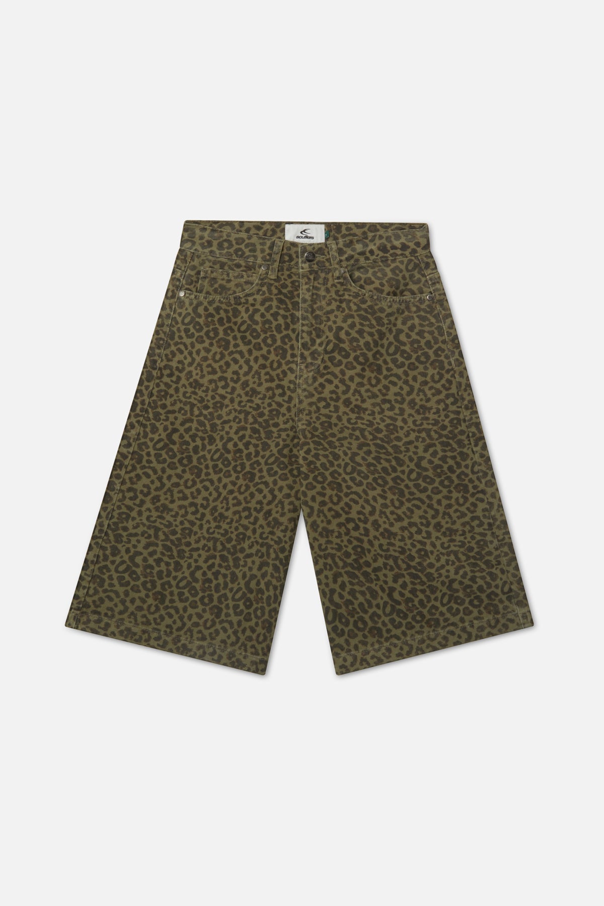Pantalones cortos gigantes de leopardo verde