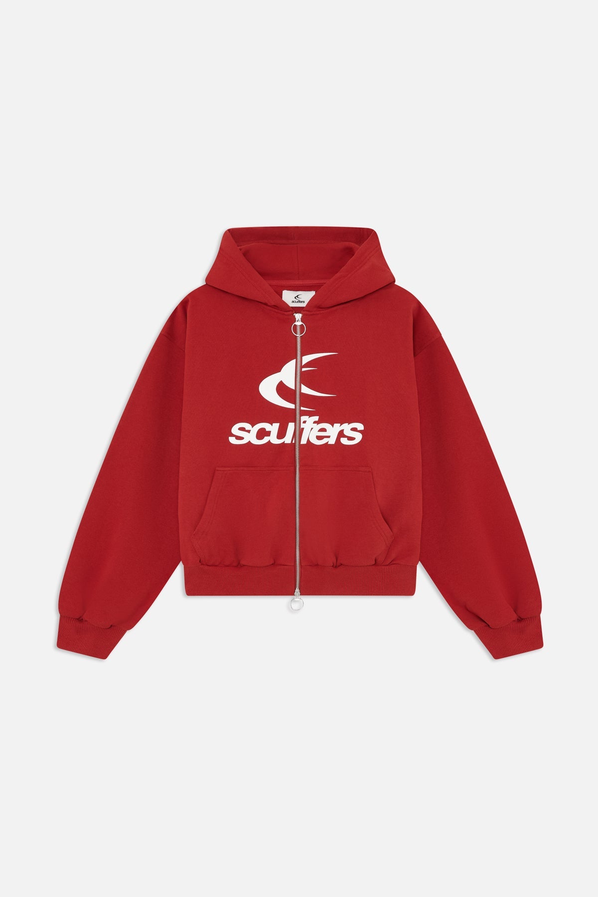 Sudadera con capucha y cremallera roja con logotipo