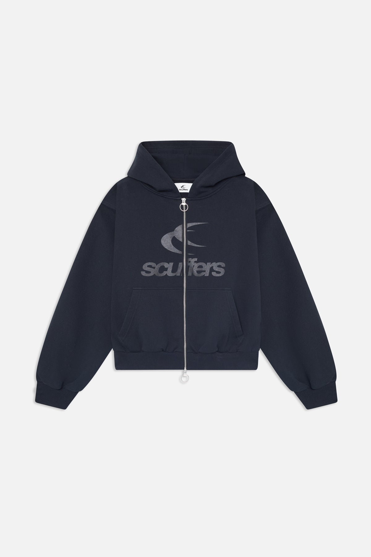 Sudadera con capucha y cremallera negra con logotipo