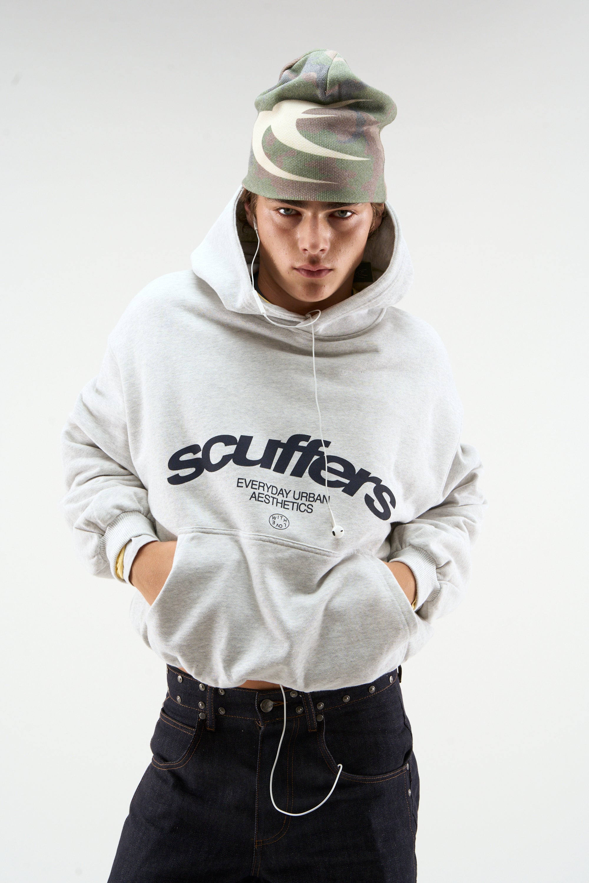 Sudadera con capucha icónica gris claro