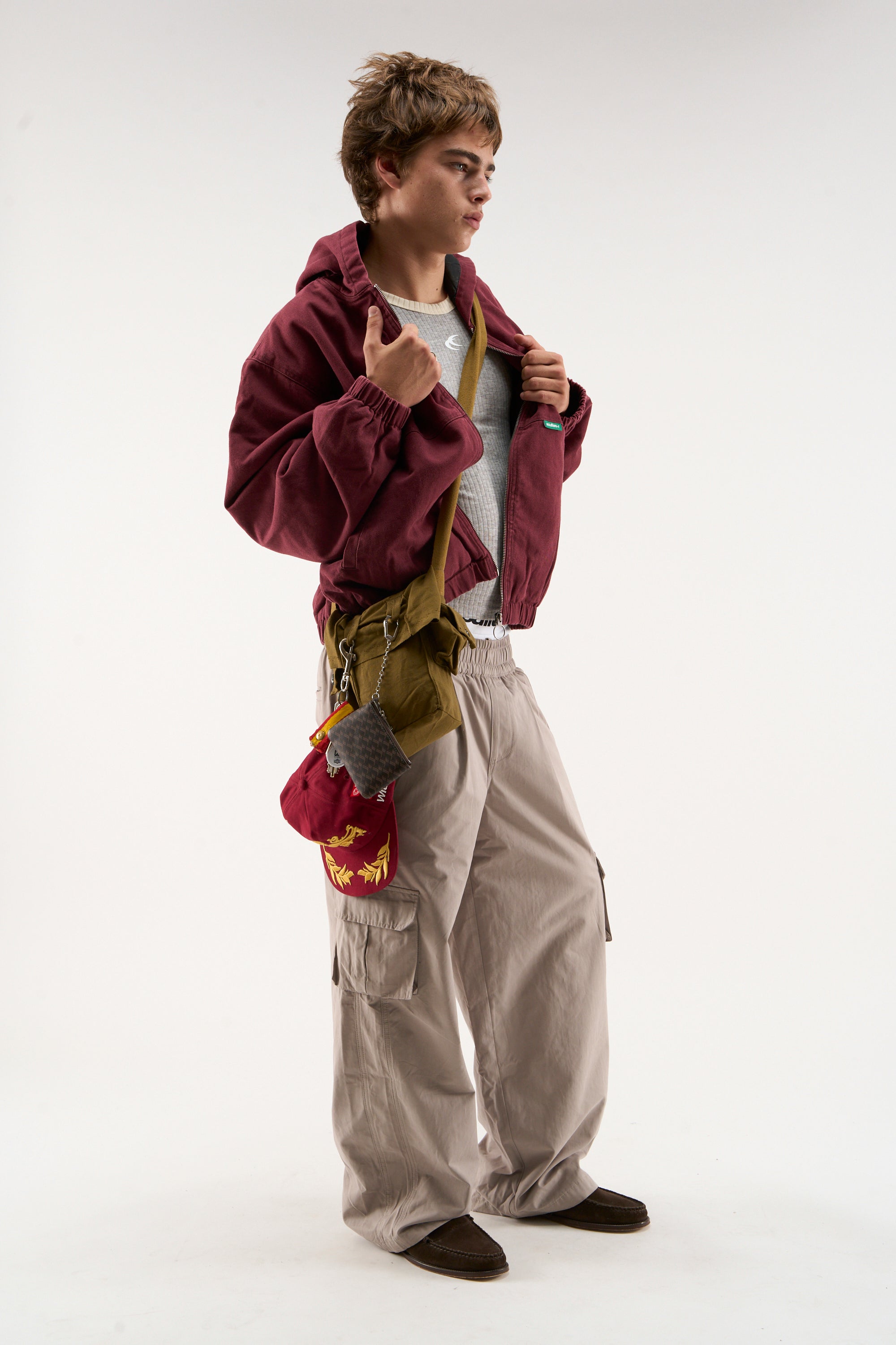 Chaqueta de trabajo teñida color burdeos