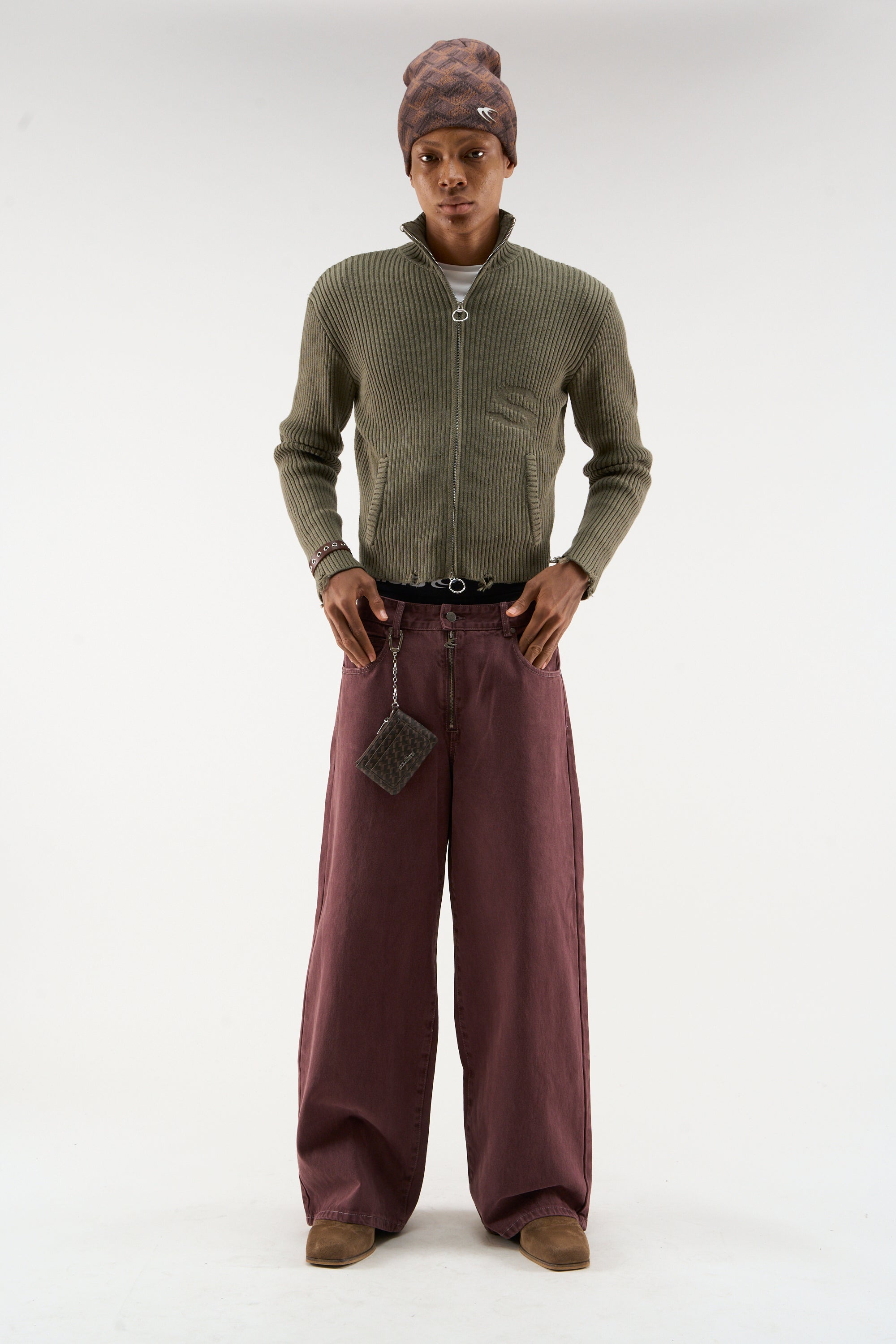 Cremallera verde de punto atrevido