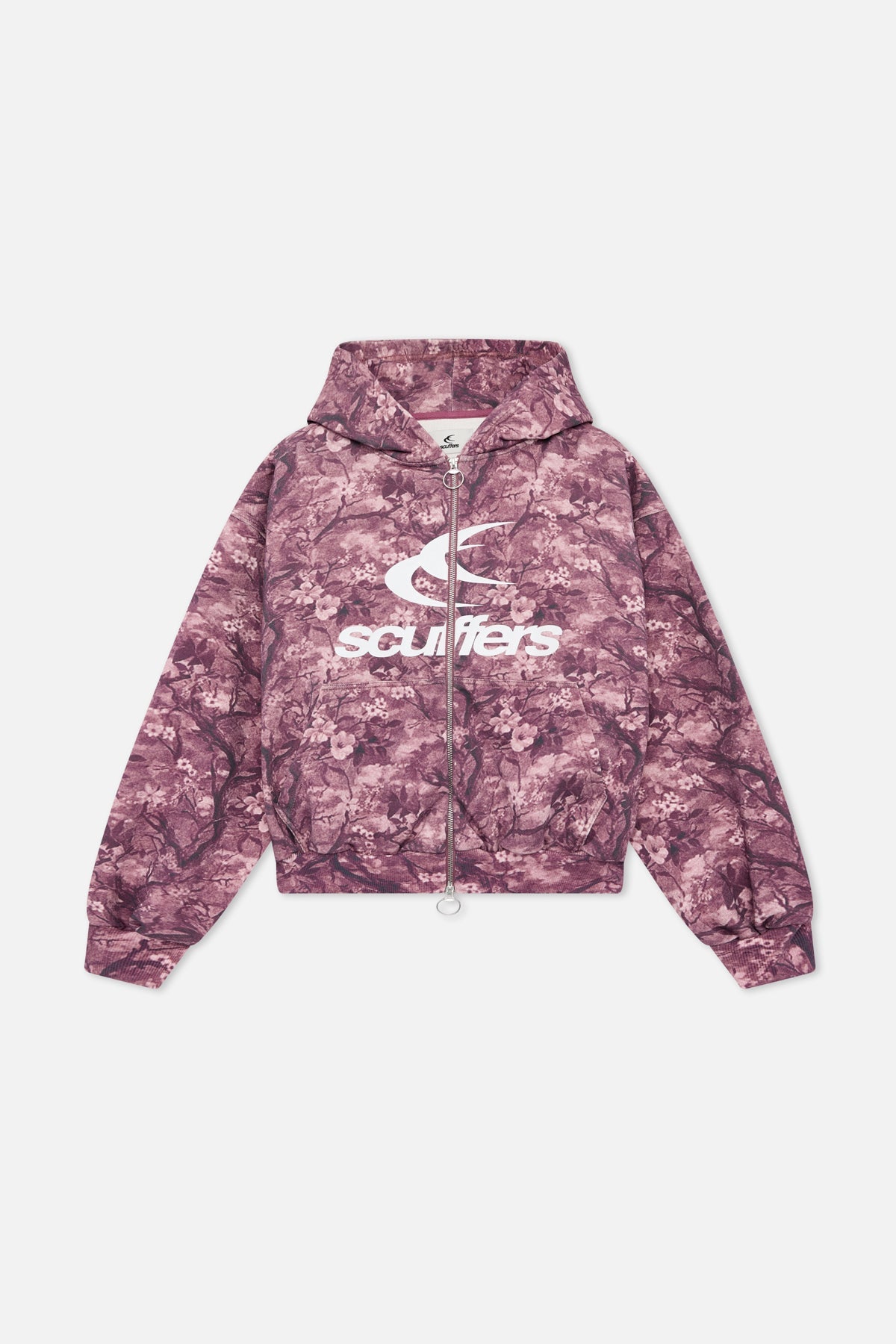 Cremallera burdeos con flores reales