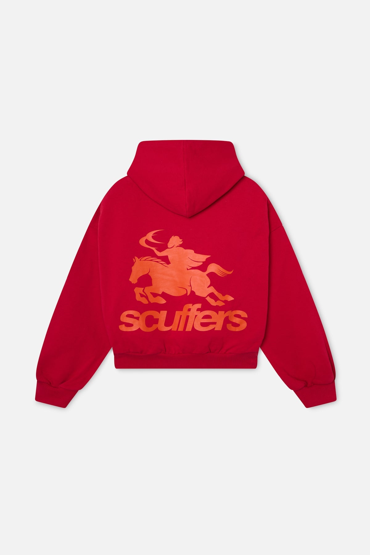 Sudadera con capucha roja con emblema