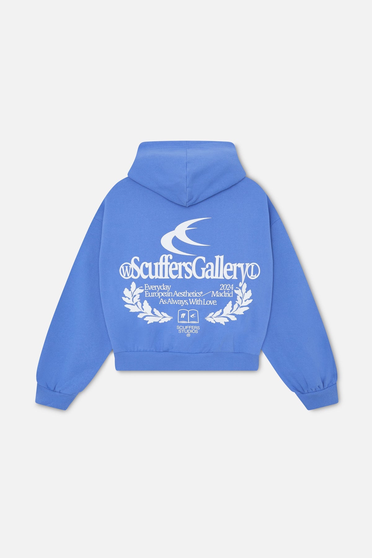 Sudadera con capucha azul de la galería