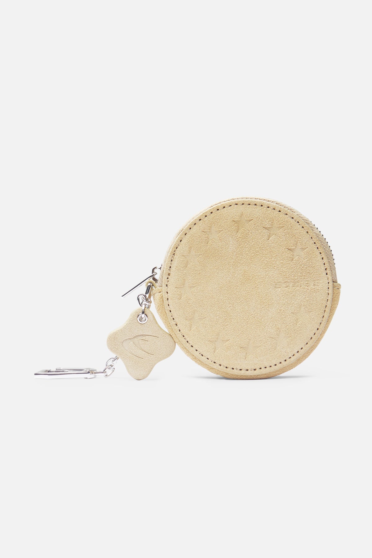 Cartera con llavero de ante color crudo