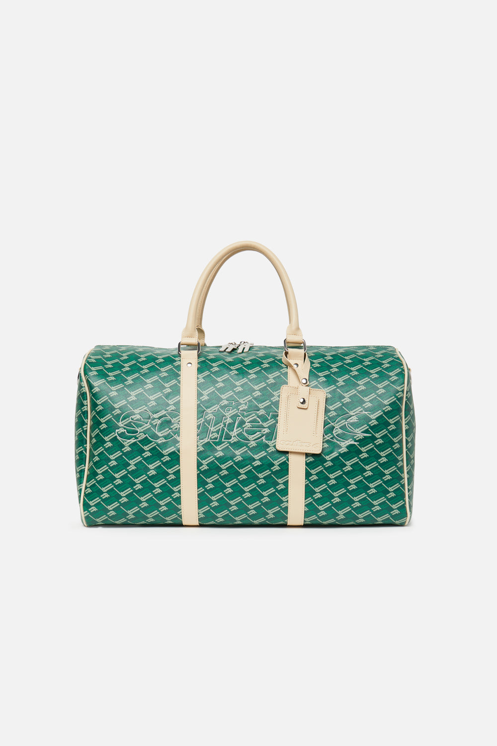 Bolsa de lona verde con monograma